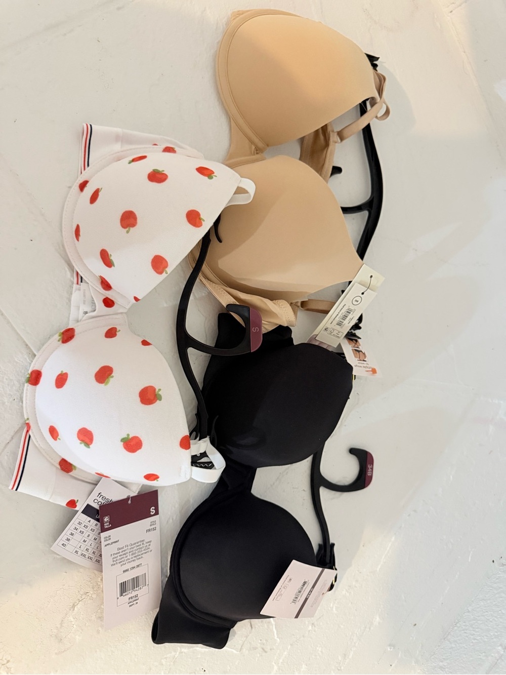 3 Bras size S,34B,& 36B